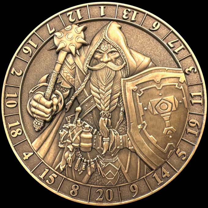 Dice Coins - d20 Male Dwarf Cleric